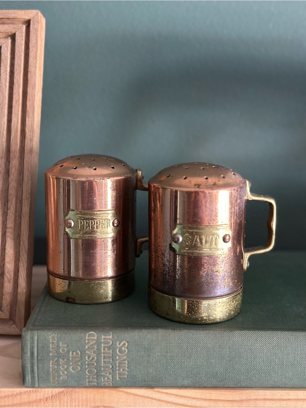 Vintage Copper Salt & Pepper Shakers